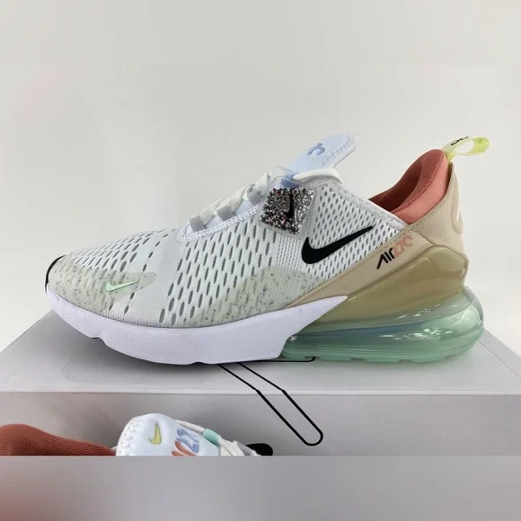Nike Air Max 270 White Sanddrift Men's Sneakers Shoes Black Swoosh DQ7642 100 - Picture 4 of 12